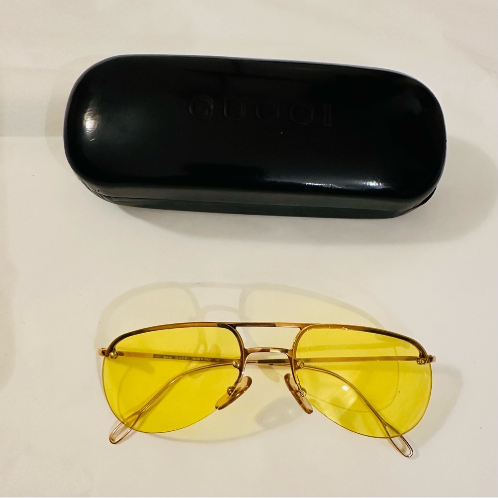 Gucci Gold Frame Sunglasses with Yellow Lenses